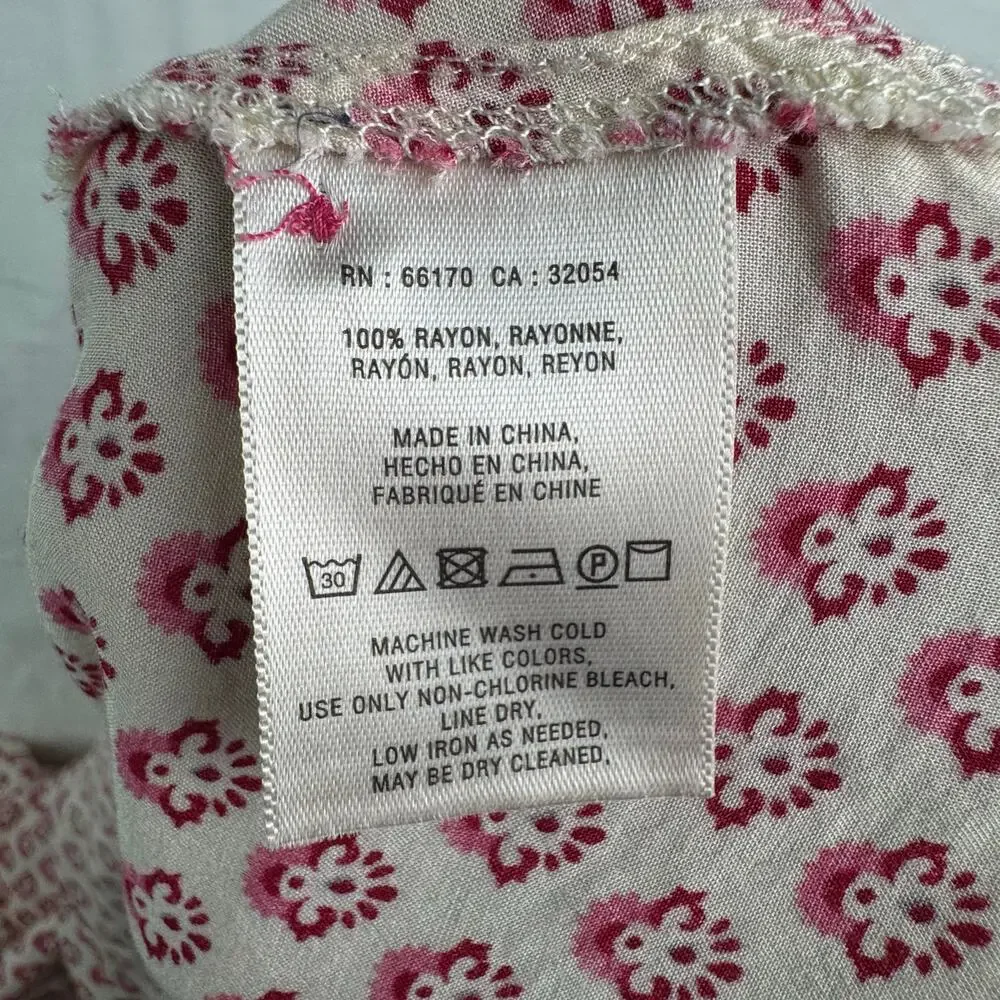 Maeve Pink floral Laiken Henley Tunic Top Sz 6 Flowy Boho Cottagecore - Picture 9 of 9